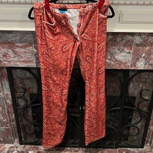 Stretch velvet boot cut paisley pants
